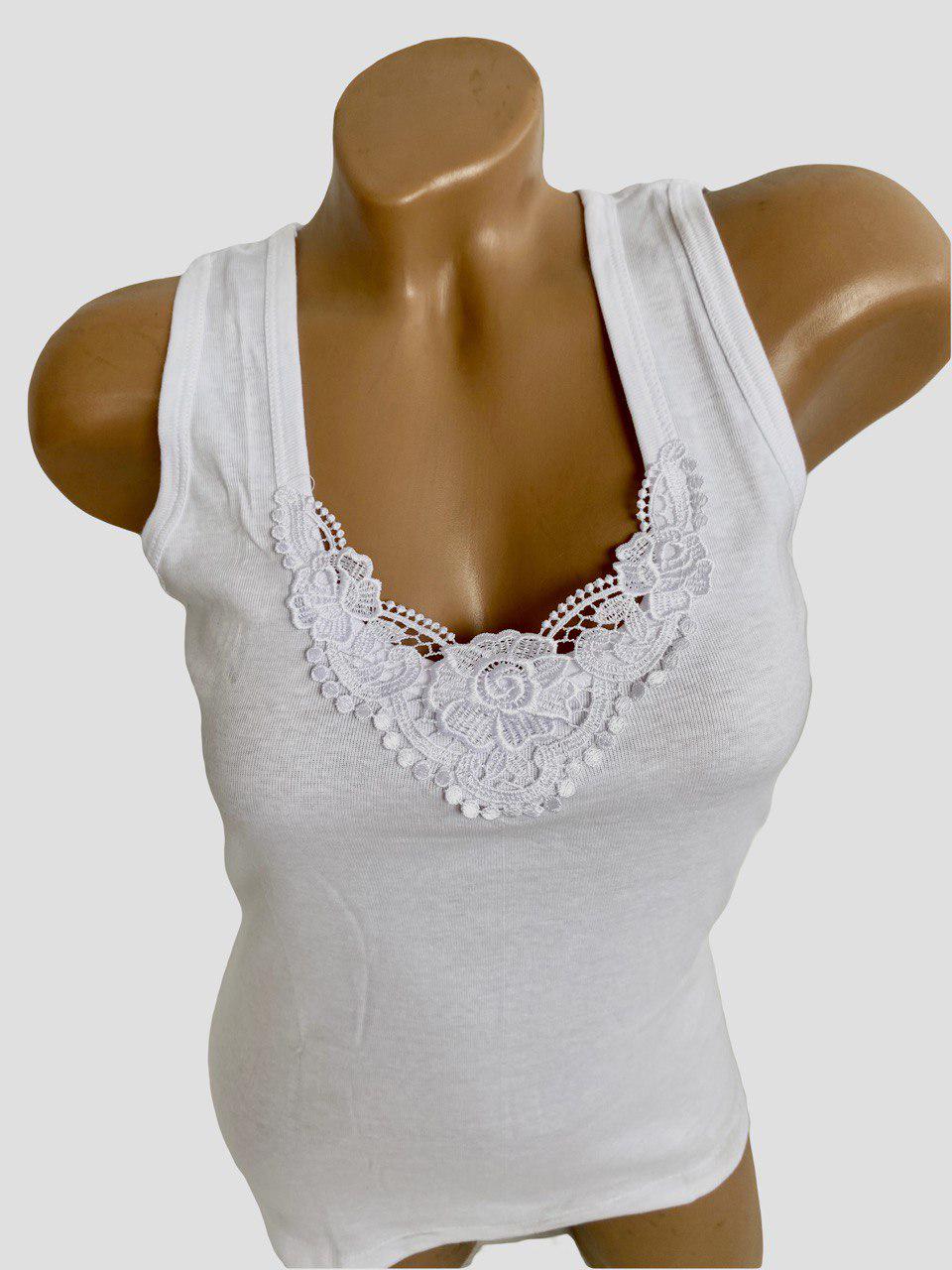 Майка женская Gumus 3011 на широких бретелях с кружевом XL Белый - фото 2 Майка женская Gumus 3011 на широких бретелях с кружевом XL Белый - фото 2