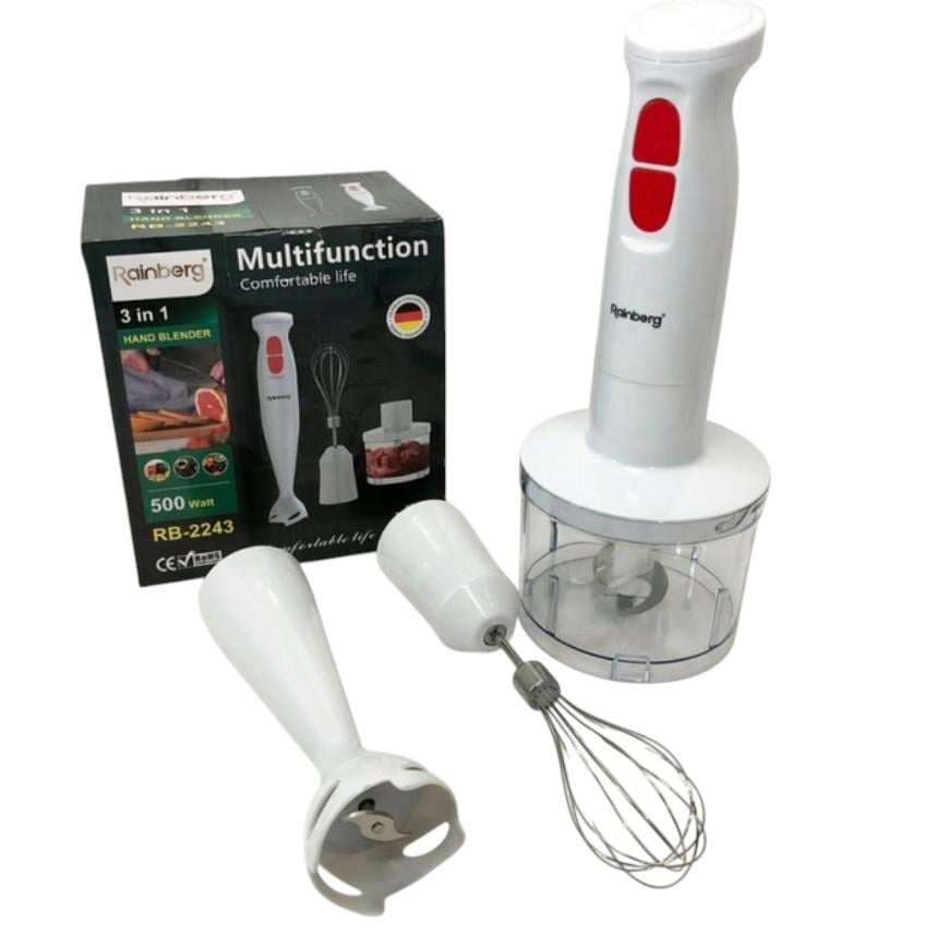 Блендер з міксером занурювальний Rainberg RB-2243 3в1 500 Вт Білий (186-1)