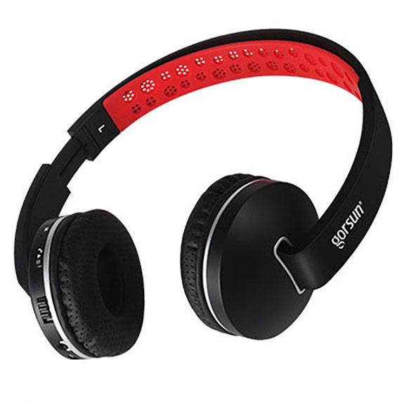 Стерео-наушники беспроводные Bluetooth microSD Mp3 GORSUN GS-E85 Pro Черно-красный