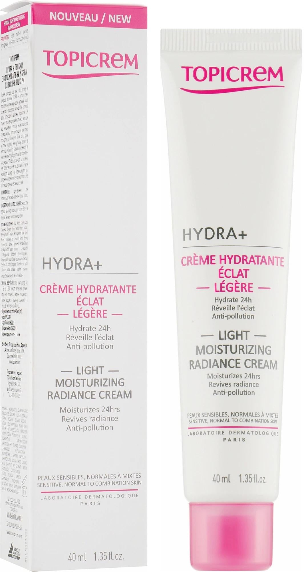 Крем легкий увлажняющий для сияния кожи Topicrem Hydra+ Light Moisturizing Radiance Cream 40 мл (2611055184)