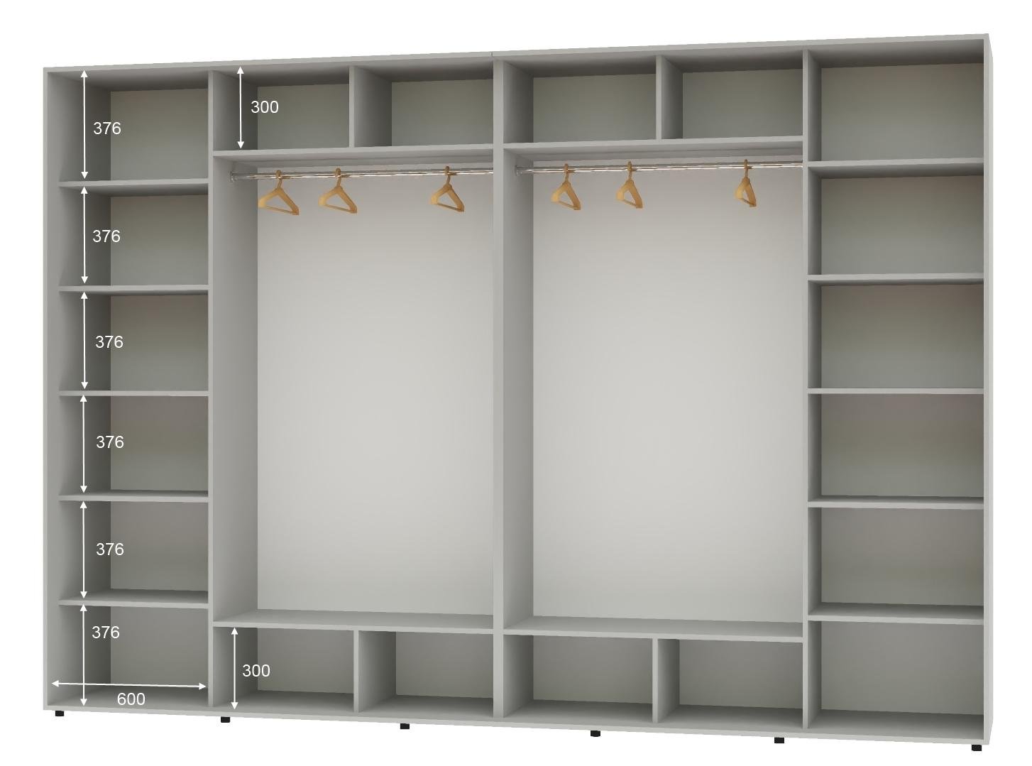 Шкаф-купе четырехдверный Алекса ДСП 340х60х250 см Серый (57172) - фото 2 Шкаф-купе четырехдверный Алекса ДСП 340х60х250 см Серый (57172) - фото 2