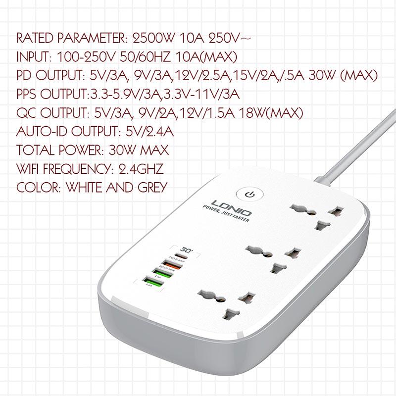 Подовжувач Ldnio SCW3451 2 м з Wi-Fi (10258989) - фото 7