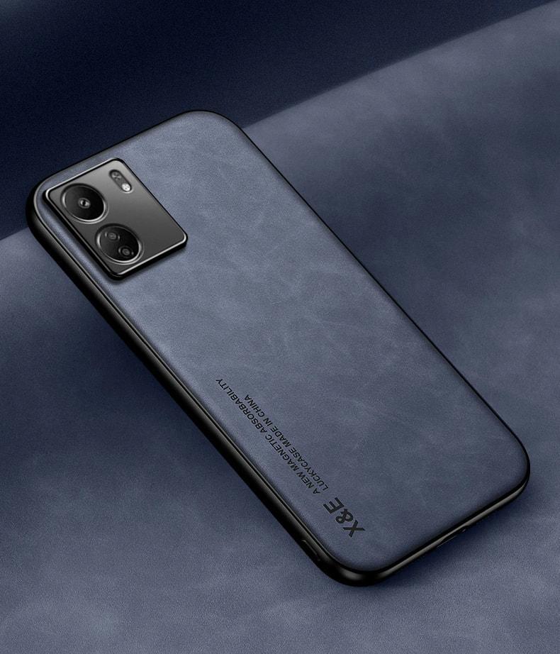 Кожаный чехол XnE Xiaomi Redmi 13C с металлической вставкой Blue (35026-28)