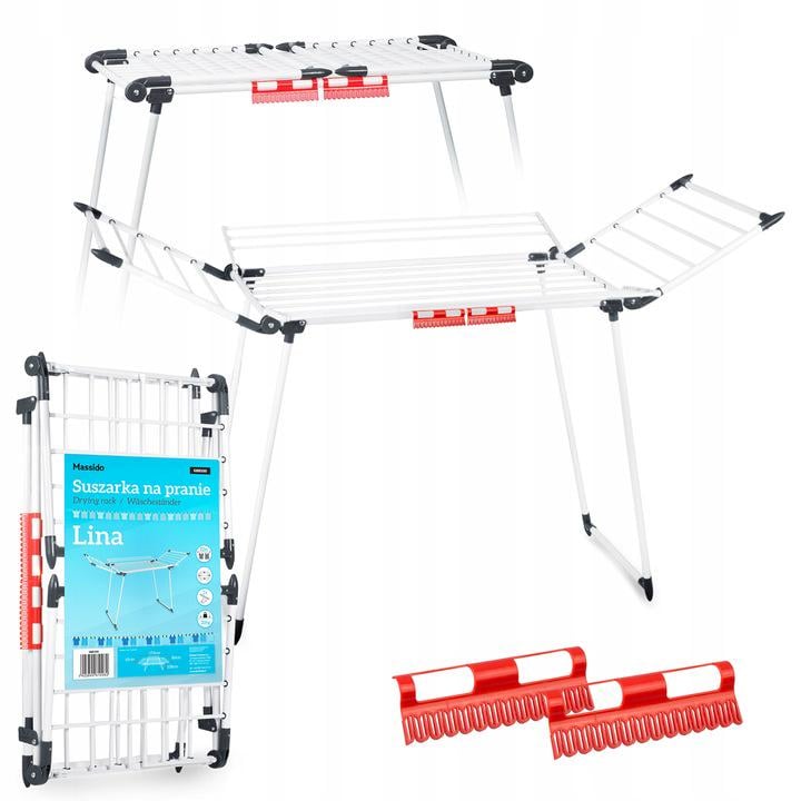 Сушарка для одягу Massido Lina складна стояча 22 м Білий (688500) - фото 2 Сушарка для одягу Massido Lina складна стояча 22 м Білий (688500) - фото 2