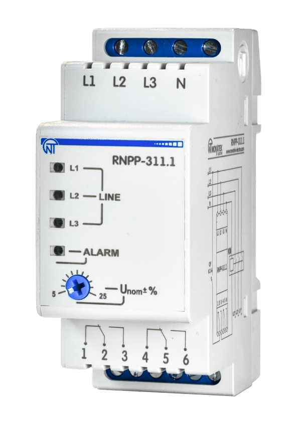 Реле напряжения трехфазное и контроля фаз Новатек РНПП-311.1 (14970143)