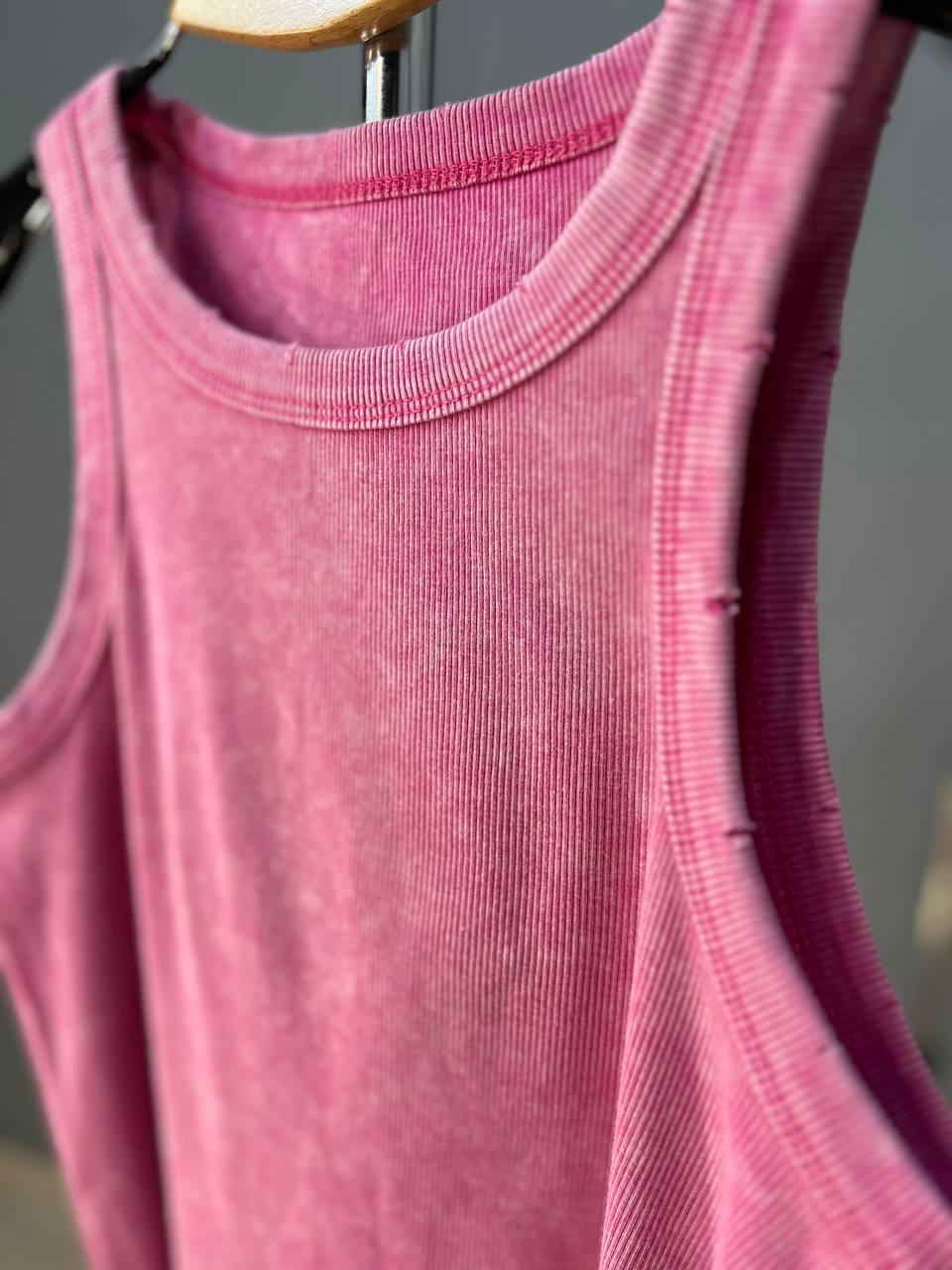 Майка женская YI FANG 501-2733 вареная рубчик порезанные швы OS Розовый (2233) - фото 3 Майка женская YI FANG 501-2733 вареная рубчик порезанные швы OS Розовый (2233) - фото 3