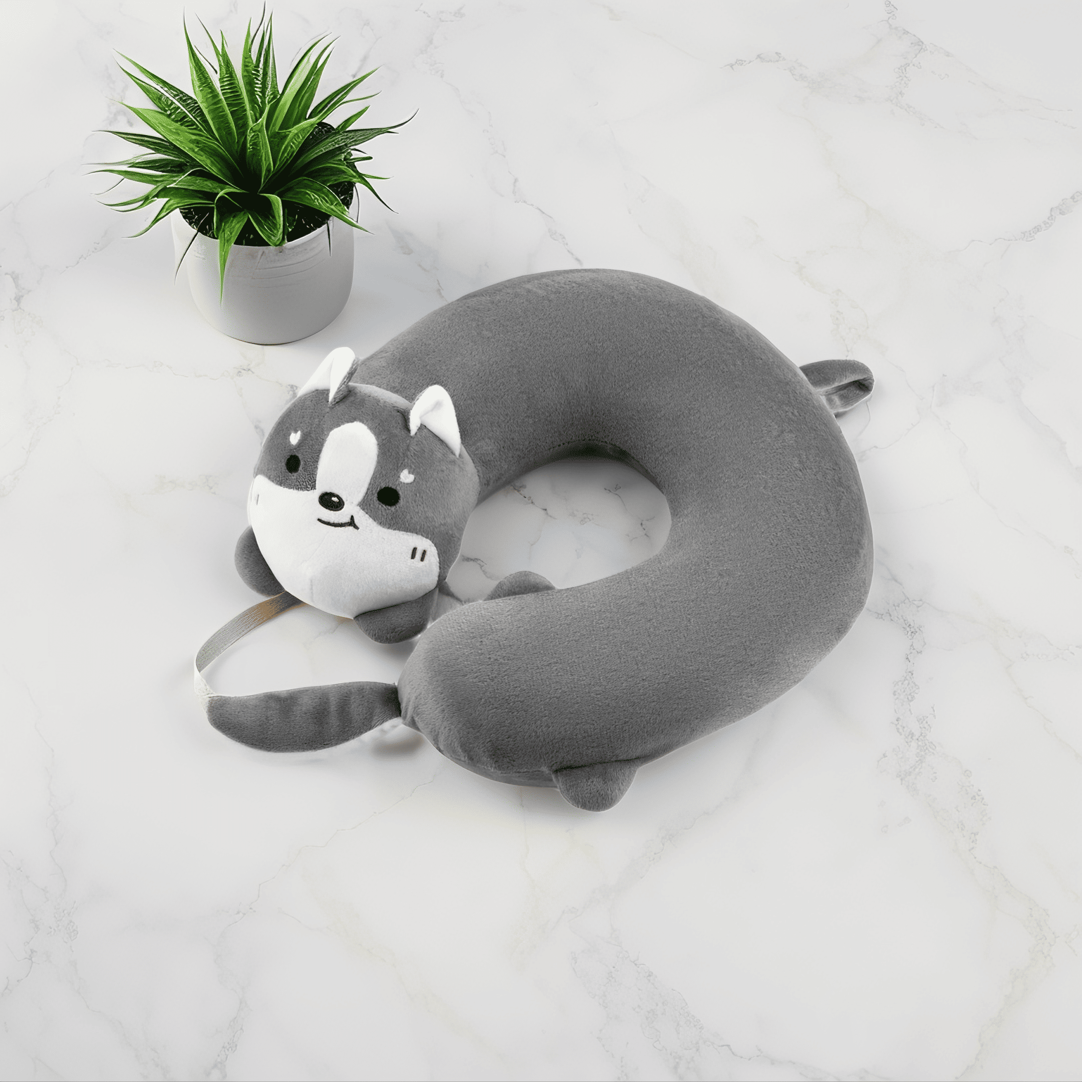 Подушка ортопедическая для шеи в путешествии с эффектом памяти Ardesto Travel Grey Cat Sleepwell бумеранг 28х28 см Серый (ART3034NEP)