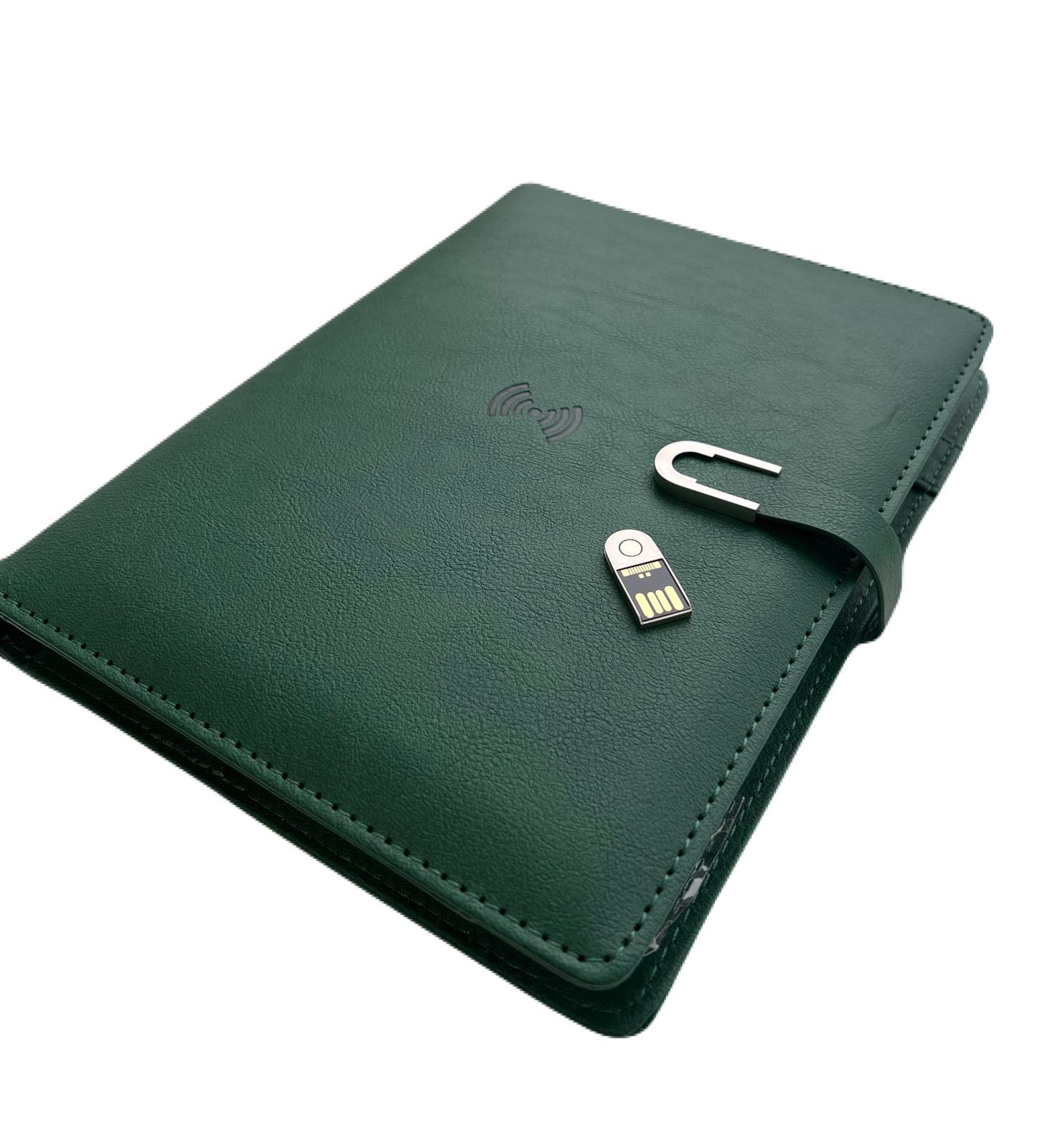 Блокнот-ежедневник AB tech Colorful c беспроводной зарядкой/Power Bank и USB flash 16 Gb Зеленый - фото 4 Блокнот-ежедневник AB tech Colorful c беспроводной зарядкой/Power Bank и USB flash 16 Gb Зеленый - фото 4