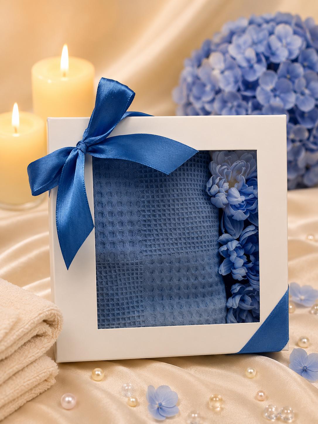 Набор подарочный SPA для женщин Blue Relax Полотенце хлопок 95х55 см и мыльные хризантемы (5743-2256)