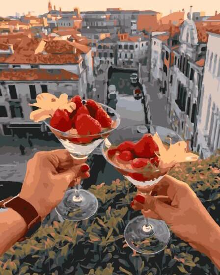 Картина по номерам Brushme Бокалы с панакотой над Италией (GX29243)