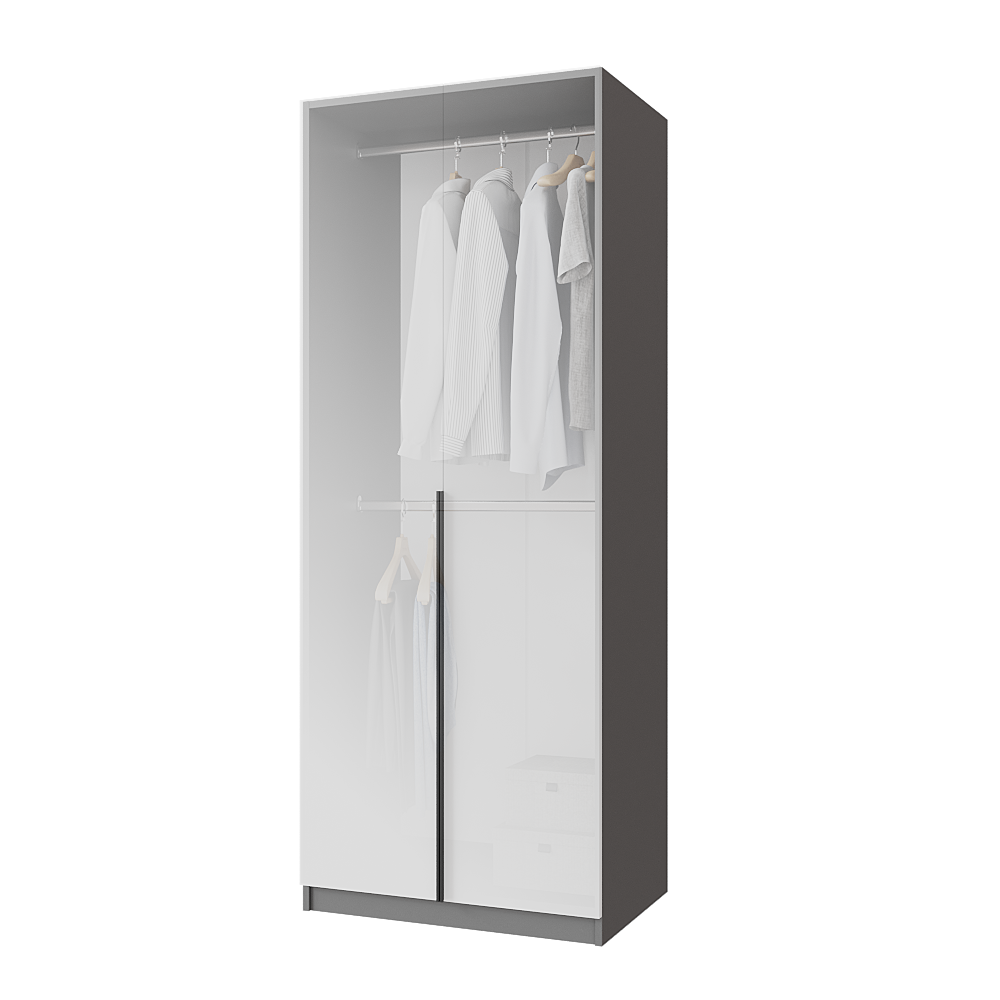 Шафа розпашна Меблітренд Чиназес Чи-800 800х500х2050 мм Графітовий/Білий (26794758) - фото 2 Шафа розпашна Меблітренд Чиназес Чи-800 800х500х2050 мм Графітовий/Білий (26794758) - фото 2