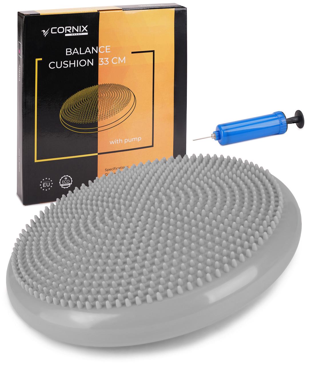 Масажна подушка-диск Cornix балансувальна/сенсомоторна 33 см XR-0053 Grey (2375564341) - фото 9