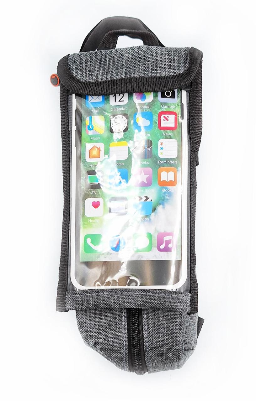 Велосумка на раму B-Soul BAO-015 см для смартфона 6,3" 21x9,5x8,5 Сірий (G0000452)