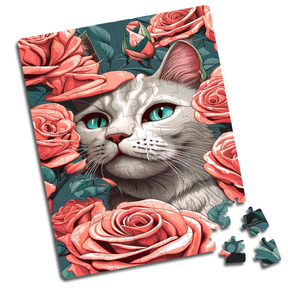 Пазл Котик и цветы A4 80 элементов (pazlA4-635)