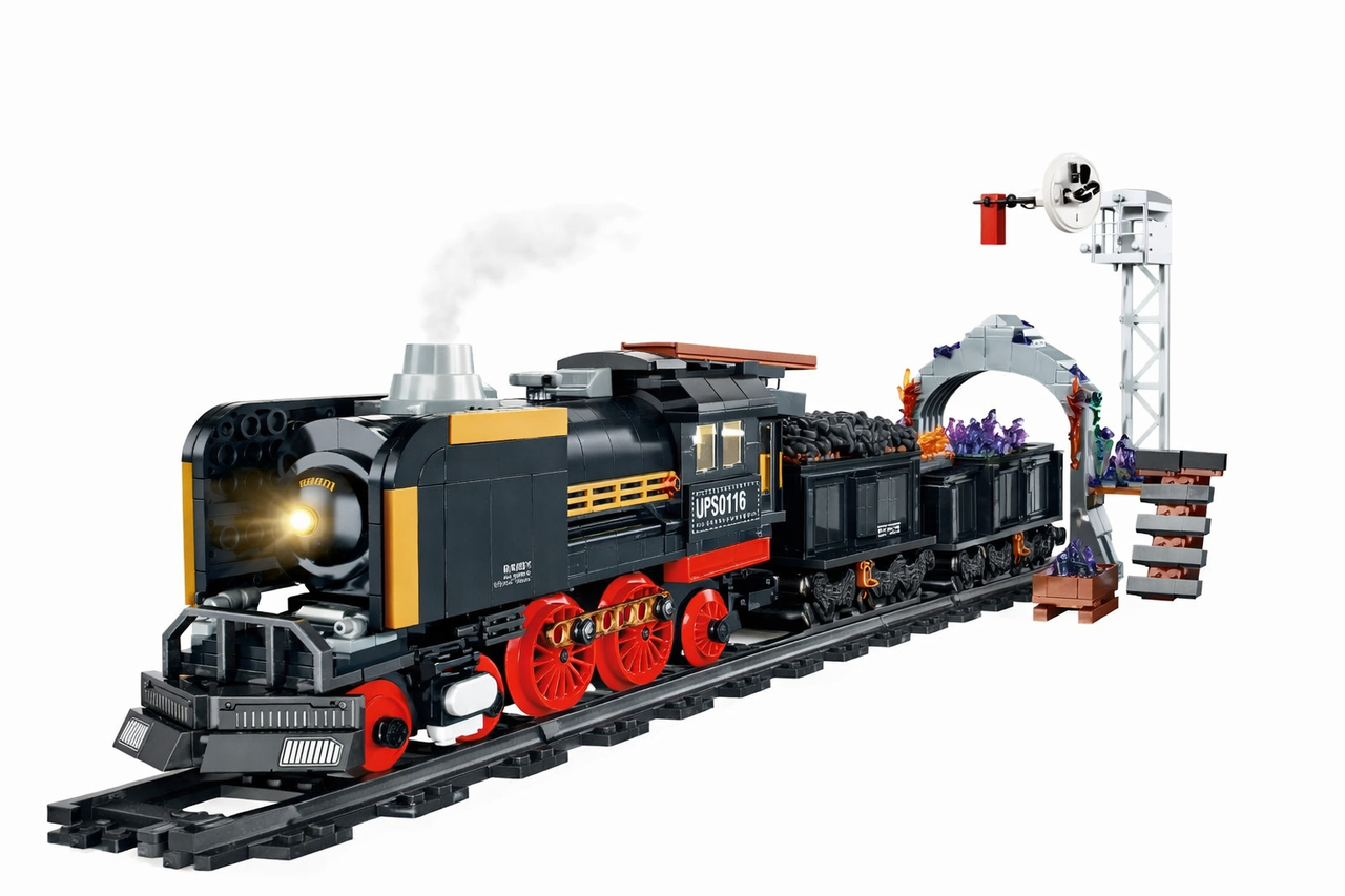 Конструктор bb822e ретро поезд минеральный паровоз дым и свет 1035 дет. (2848181663)