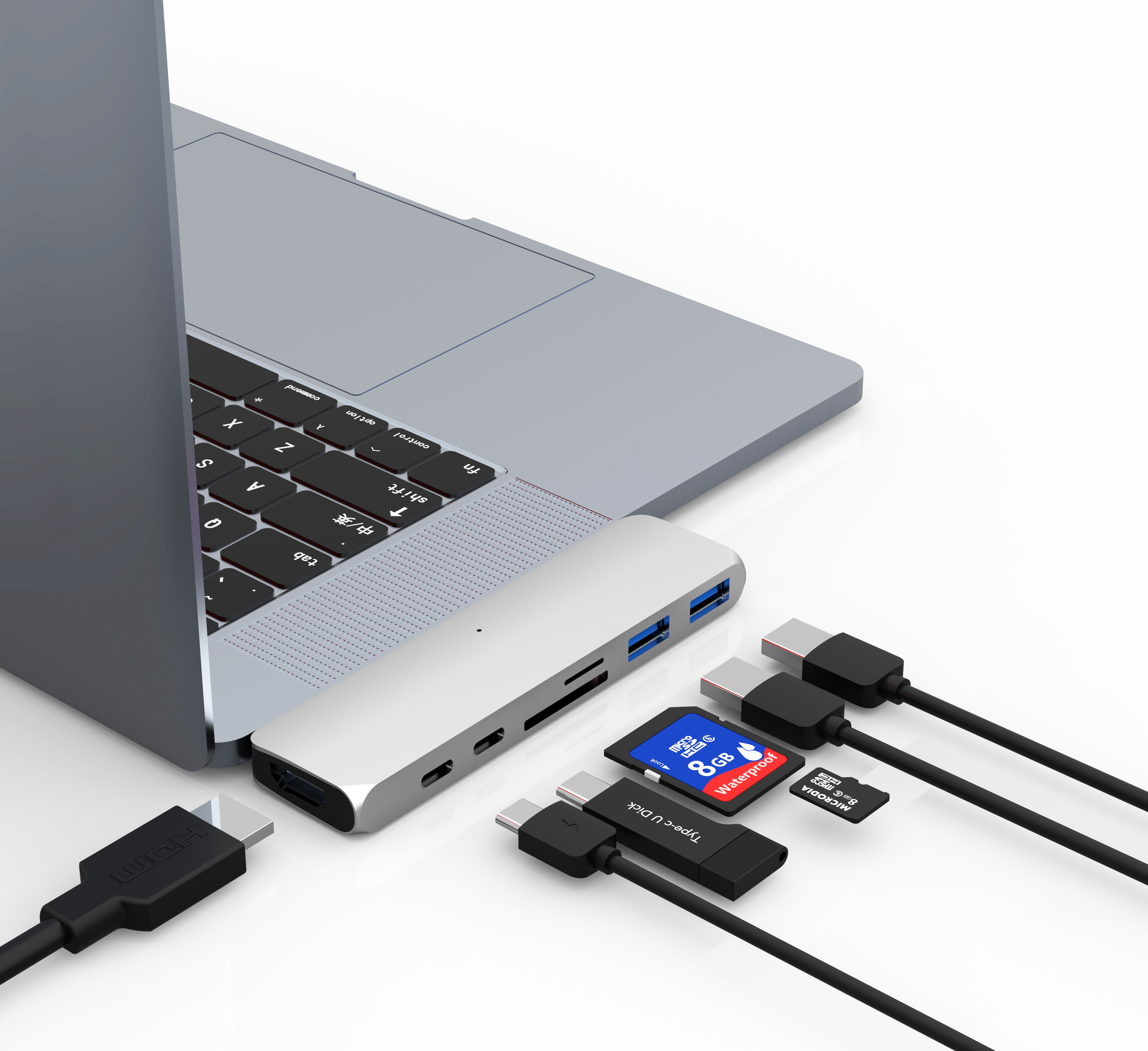 USB-хаб Qitech Aluminum Type-C Silver (QT-Hub1_sl) - фото 5 USB-хаб Qitech Aluminum Type-C Silver (QT-Hub1_sl) - фото 5