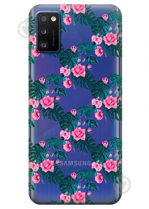 Прозорий силіконовий чохол iSwag для Samsung Galaxy A41 з малюнком - Квіткова ліана (KS3093)