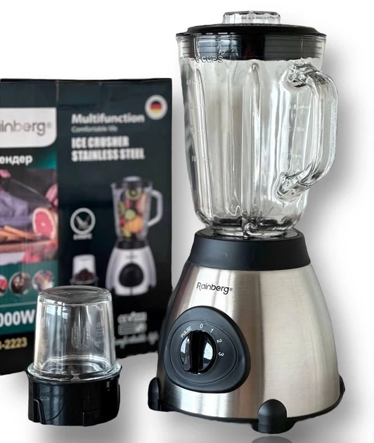 Блендер Rainberg RB-2223 2000 Вт стеклянный кувшин 1,5 л для приготовления коктейлей и смузи/кофемолка (ML-04431)