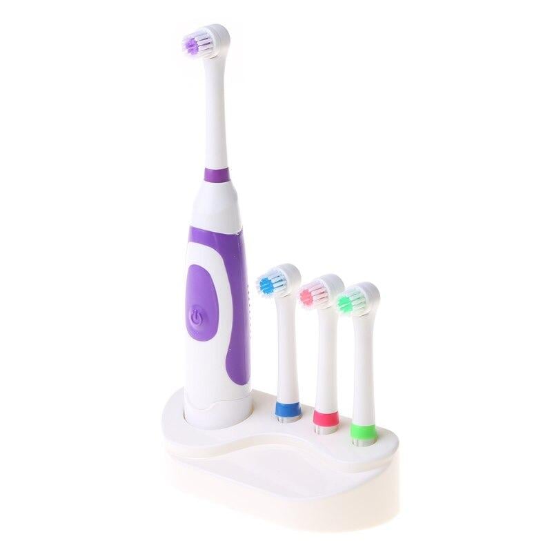 Електрична зубна щітка ToothBrush-07 4 насадки з підставкою Фіолетовий (7e55bd54)