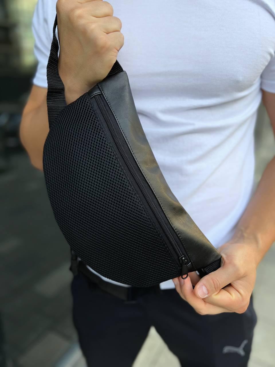 Сумка поясная муж экокожа Черный (39293) - фото 3 Сумка поясная муж экокожа Черный (39293) - фото 3