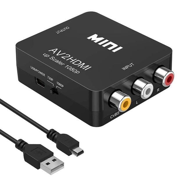 Видеоконвертер AV RCA на HDMI разрешение 1080p поддержка PAL/NTSC с USB-кабелем (00-00025888)