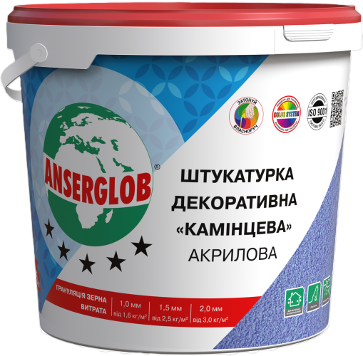 Декоративна штукатурка ANSERGLOB Камінцева акрилова 2 мм 25 кг (15971) Декоративна штукатурка ANSERGLOB Камінцева акрилова 2 мм 25 кг (15971)