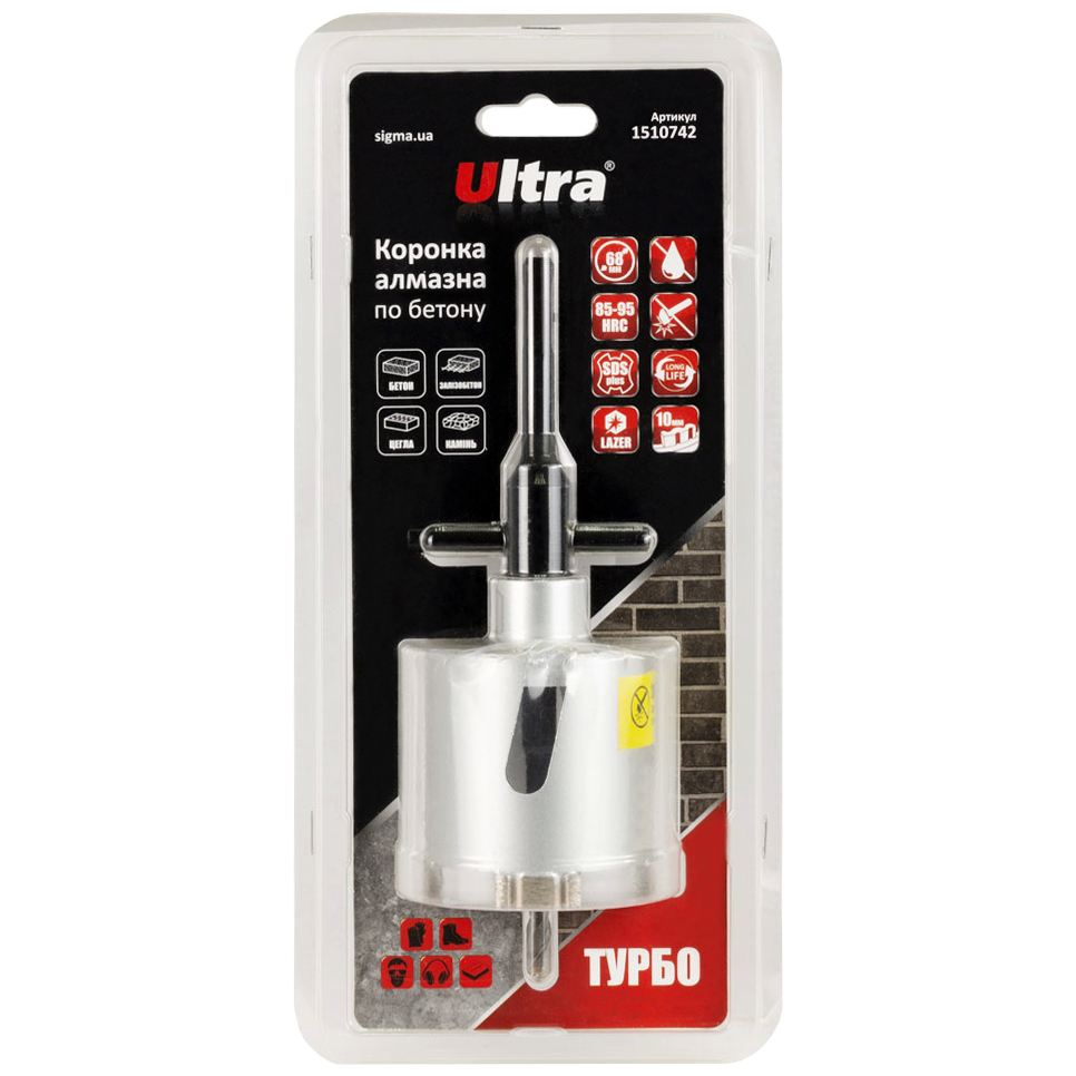 Коронка по бетону алмазная Ultra SDS PLUS 68 мм и хвостик 110 мм (453436) Коронка по бетону алмазная Ultra SDS PLUS 68 мм и хвостик 110 мм (453436)