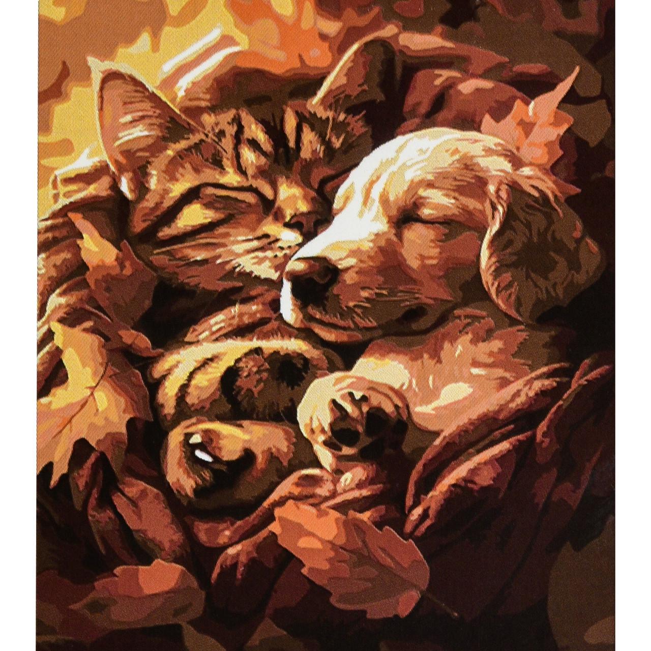 Картина по номерам Strateg Премиум Котенок и щенок 30х40 см (SS1165)