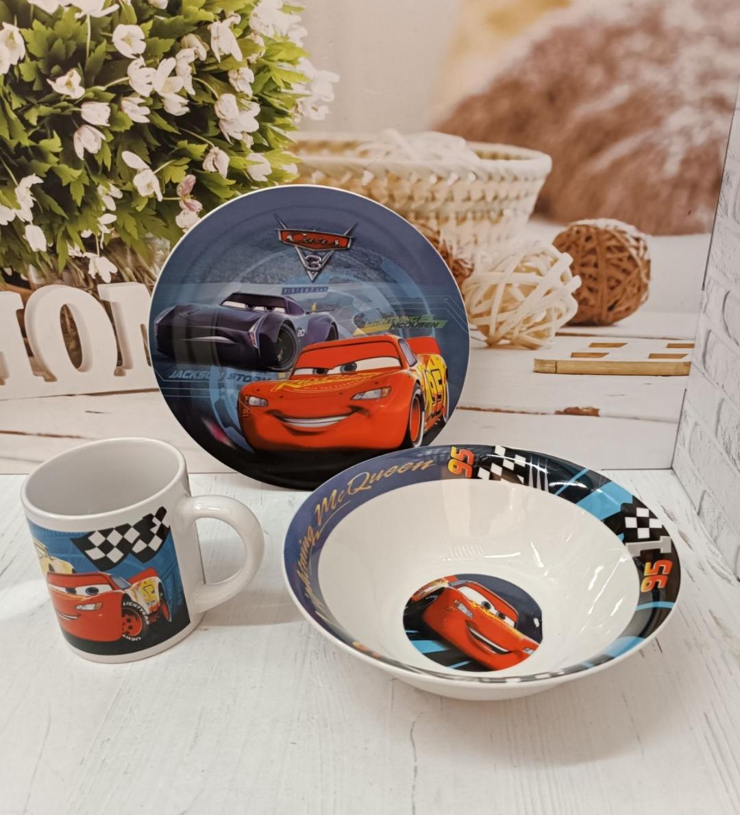 Детский набор столовой посуды Metr+ Тачки керамика 3 пр. (21491828) - фото 1 Детский набор столовой посуды Metr+ Тачки керамика 3 пр. (21491828) - фото 1