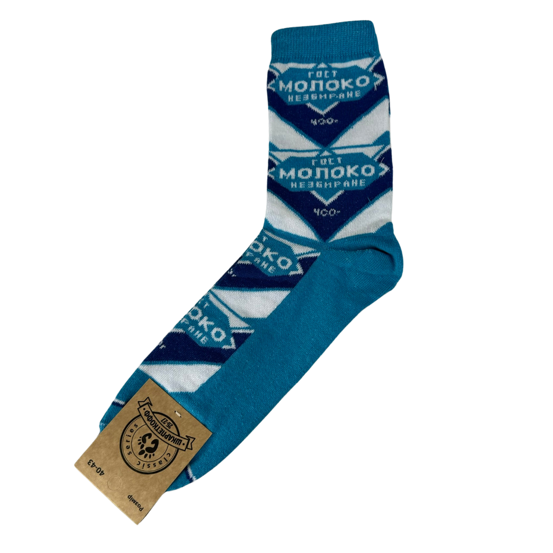 Носки мужские с принтом Молоко р. 40-45 (Ш-04)