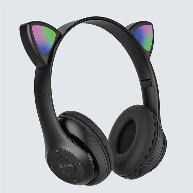 Наушники Bluetooth Ушки CATear P47M Led беспроводные RGB Черный - фото 4