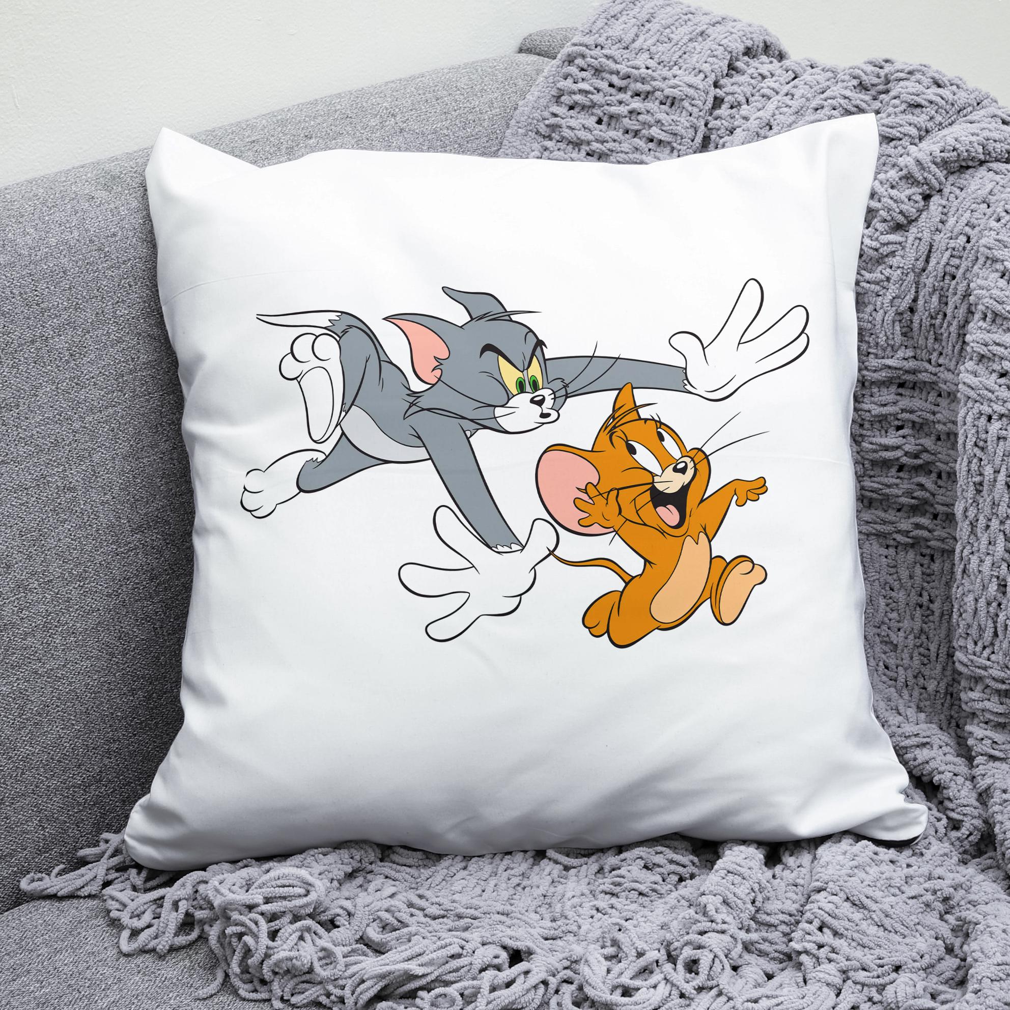 Плюшева подушка квадрат з принтом Tom and Jerry