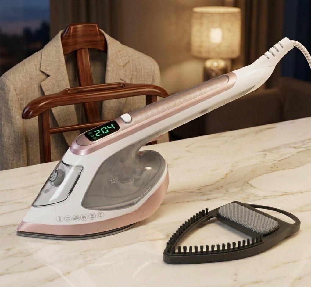 Отпариватель-утюг 2в1 с дисплеем и насадкой-щеткой горизонтальная и вертикальная глажка