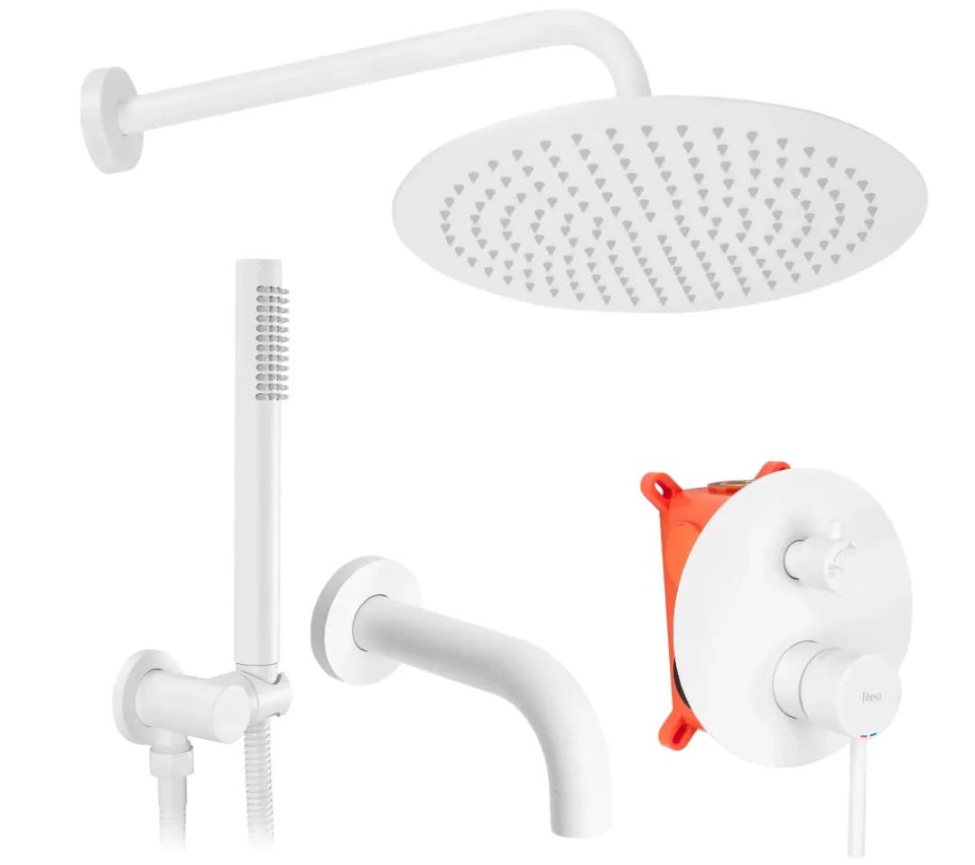 Душовий гарнітур прихованого монтажу Rea Lungo + BOX Білий (Rea-P6611)