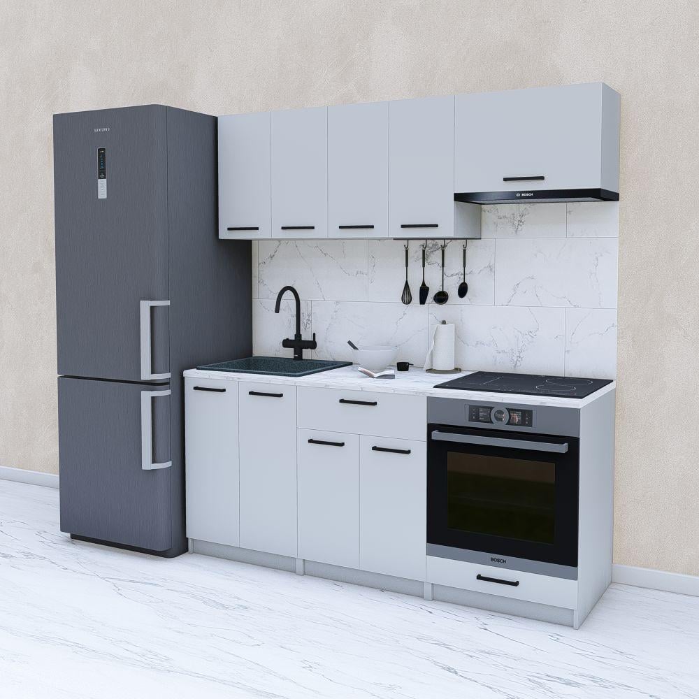 Кухня модульная готовая компактная 1,8 м 180 см Светло-серый (МП40) - фото 1 Кухня модульная готовая компактная 1,8 м 180 см Светло-серый (МП40) - фото 1