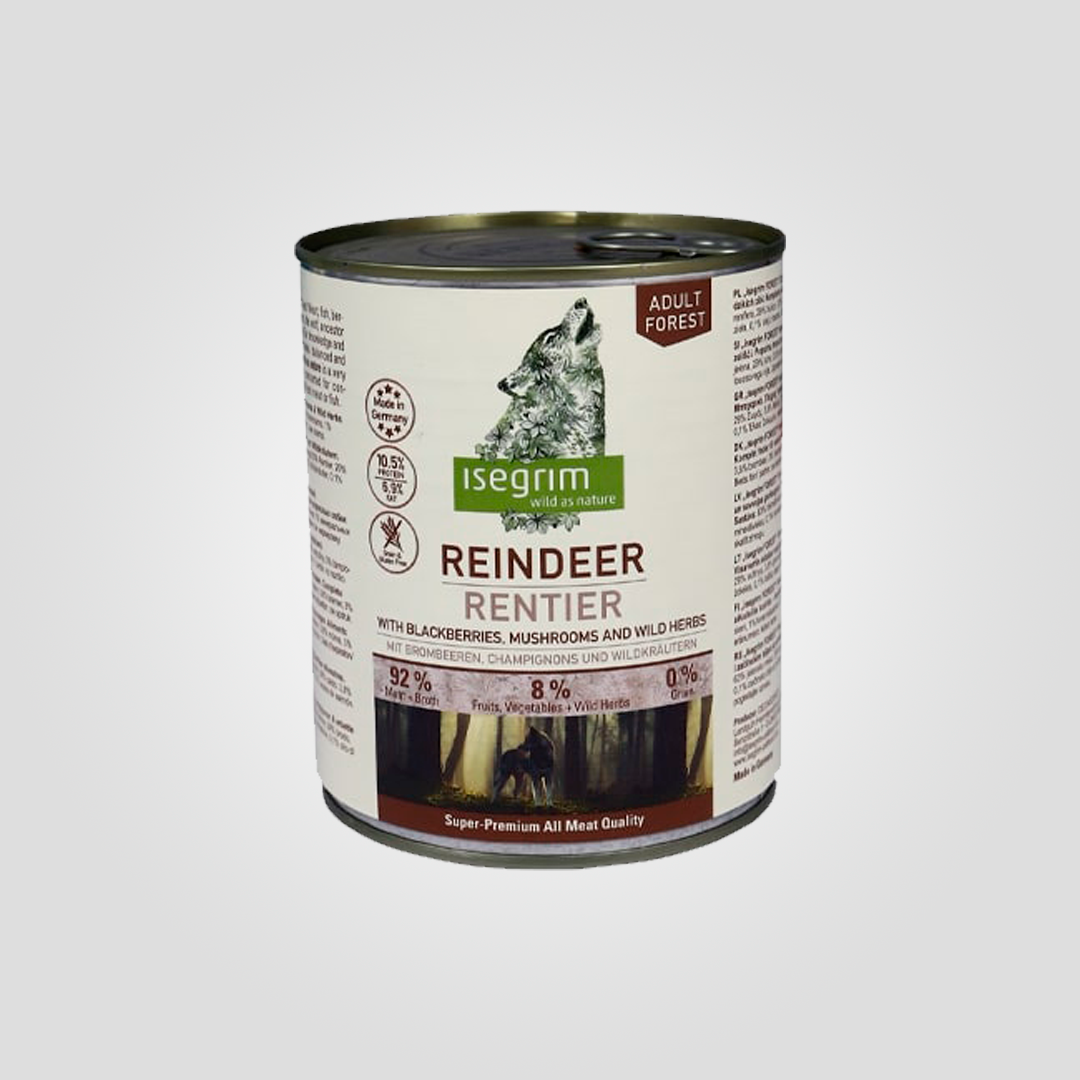 Корм консервированный для собак Isegrim Reindeer оленина с ежевикой и грибами 800 г (20502507)