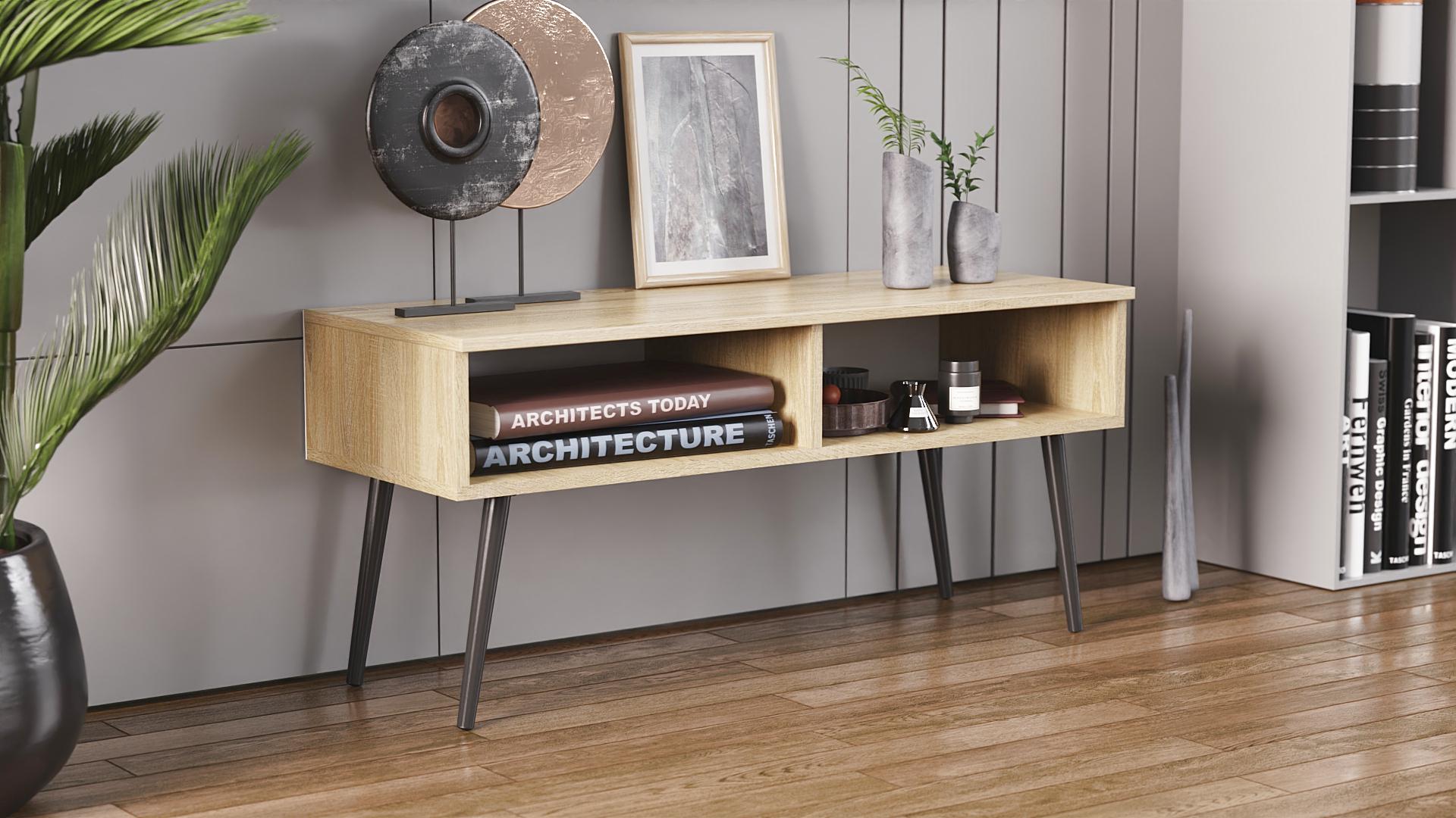 Тумба под телевизор Ferrum-decor Невада металл/ДСП 16 мм 45x100x38 см Черный/Дуб Сонома (FRD-106722)