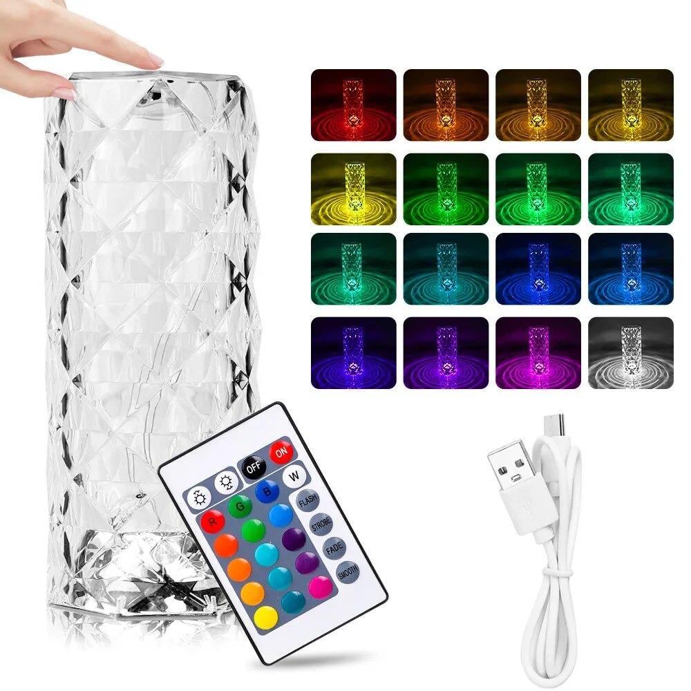 ᐉ Ночник лампа RGB Rose Diamond Table Lamp Кристалл настольная с
