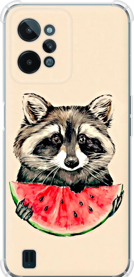 Чехол на Realme C31 Енотик с арбузом (4605sp-2593-42517)