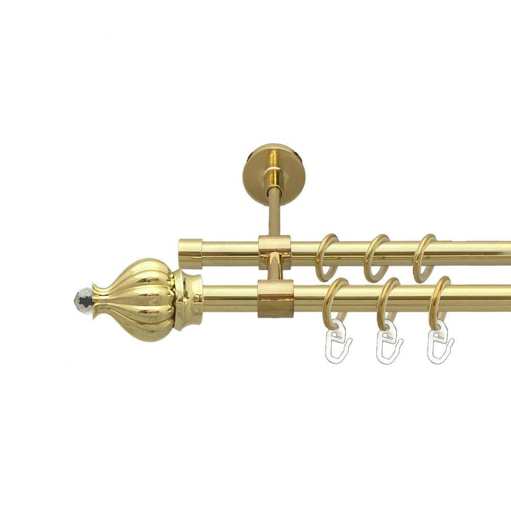 Карниз для штор Orvit Таджа-Кристалл двухрядный гладкий 160 см Золотой (00-00014587)