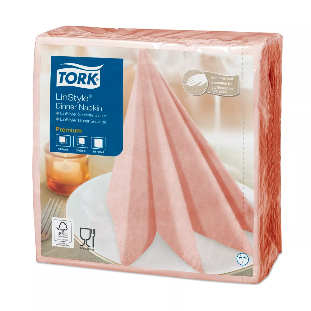 Серветки сервірувальні Tork Linstyle один шар 39х39 мм 50 шт. Коралового (478881)