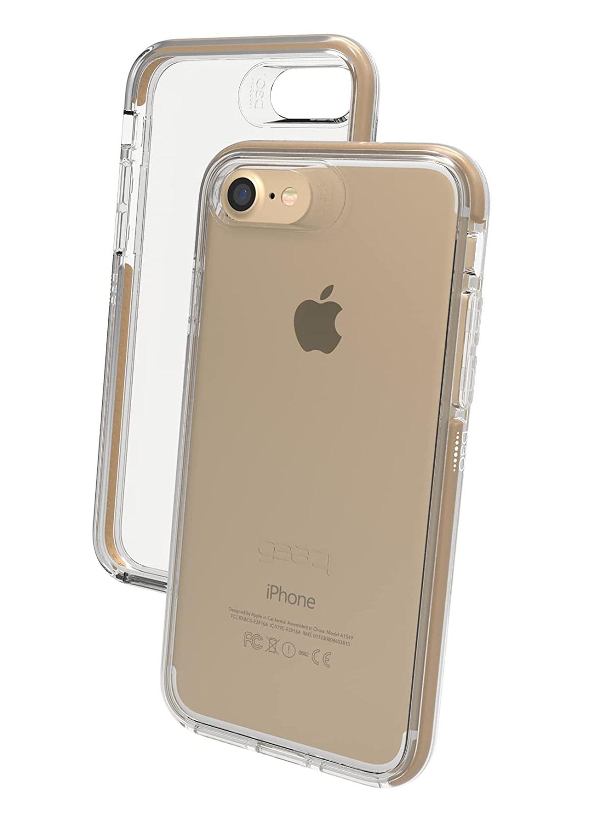 Противоударный прозрачный чехол Gear4 Piccadilly D3O с антимикробным покрытием для Iphone 6/6S/7/8/SE 2020 Gold