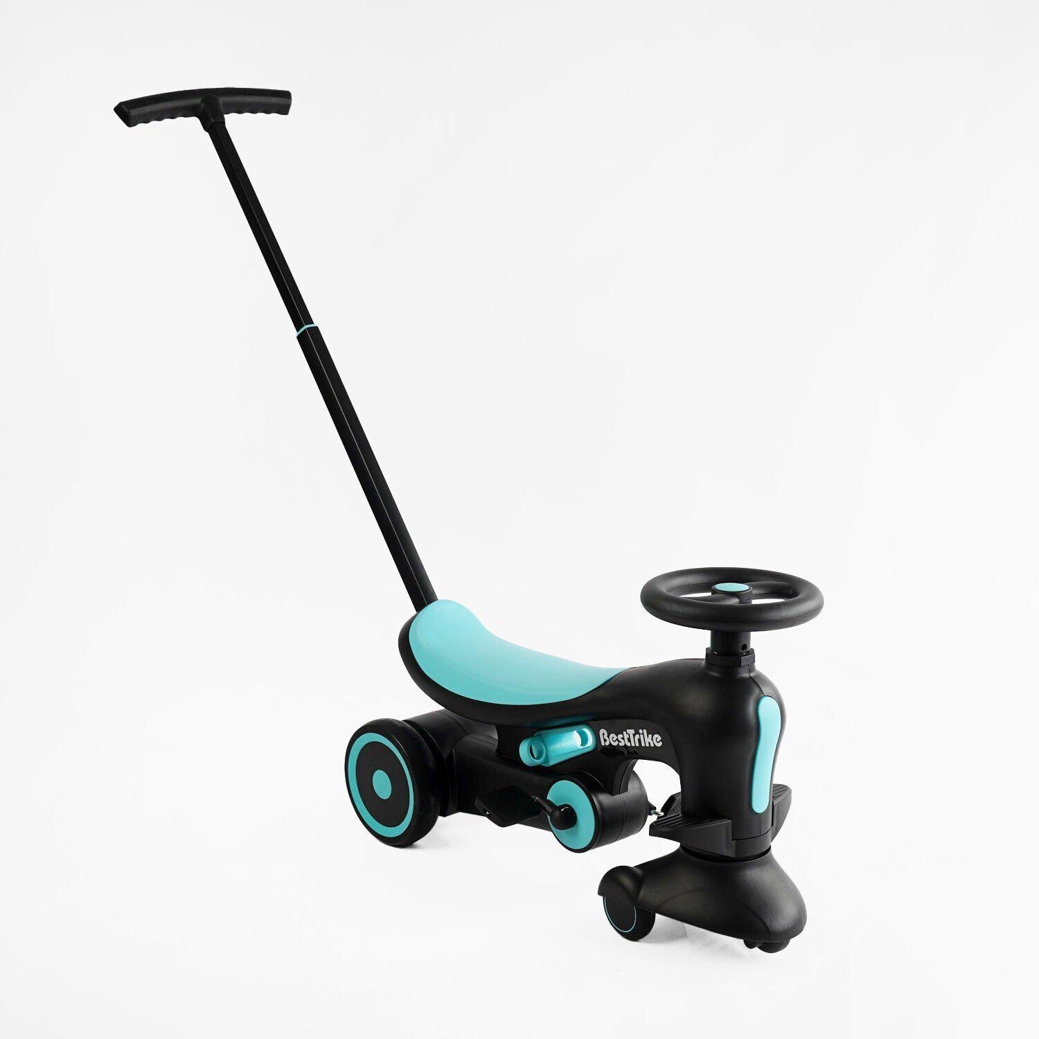 Велосипед-толокар дитячий Best Trike BST з батьківською ручкою та кермом Бірюзовий (BST-8130)