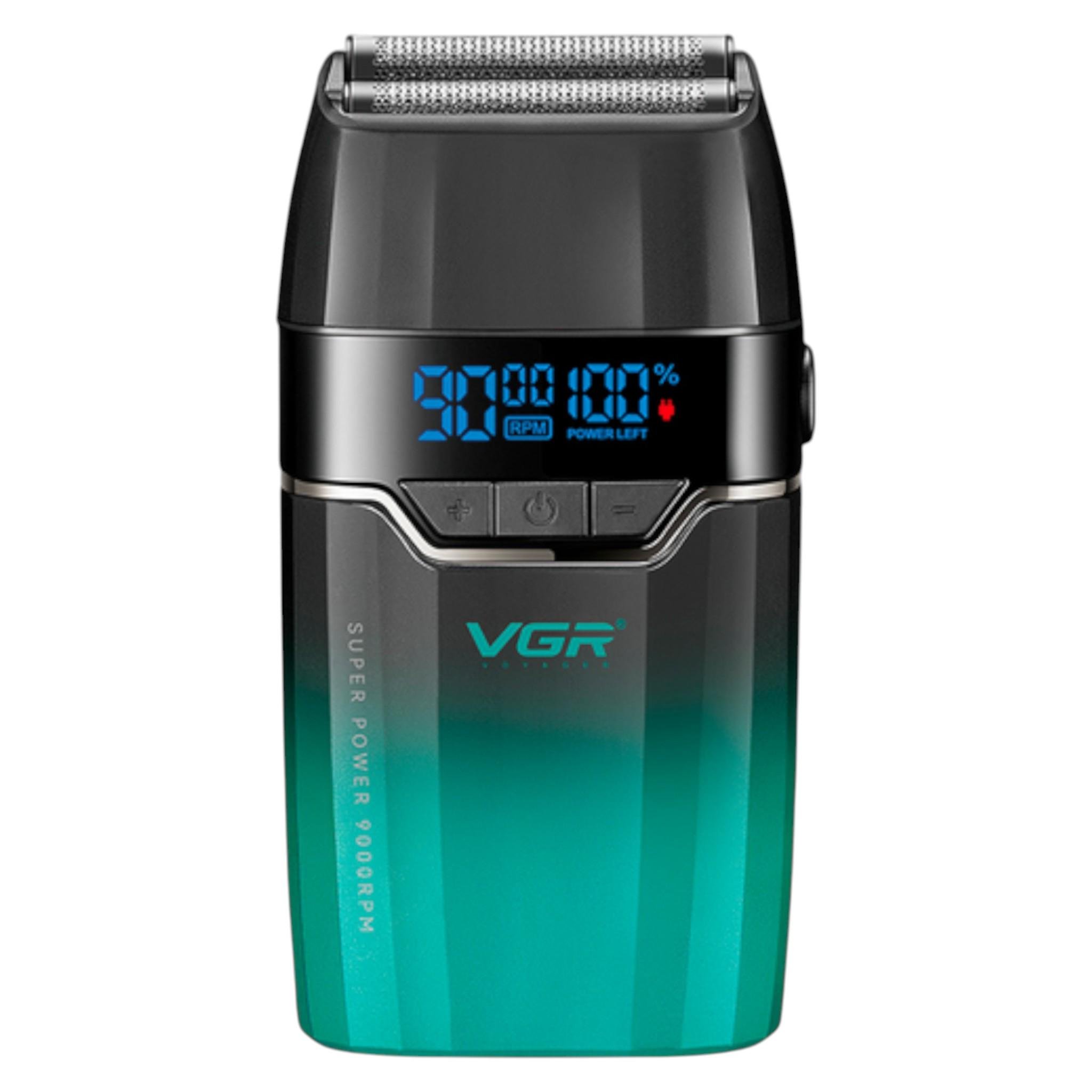 Електробритва VGR V-308 із подвійною сіткою 3 швидкостями IPX5 LED display Green (E_V-308Green)