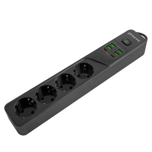 Подовжувач Proove Power Socket P-04 4 розетки/4 USB/2 Type-C 2 м 10A Black (P-04) - фото 5 Подовжувач Proove Power Socket P-04 4 розетки/4 USB/2 Type-C 2 м 10A Black (P-04) - фото 5