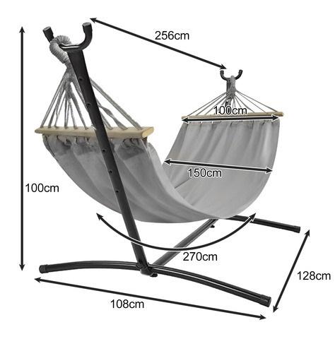 Гамак двухместный стальной каркас деревянные распорки до 250 кг Серый - фото 2 Гамак двухместный стальной каркас деревянные распорки до 250 кг Серый - фото 2