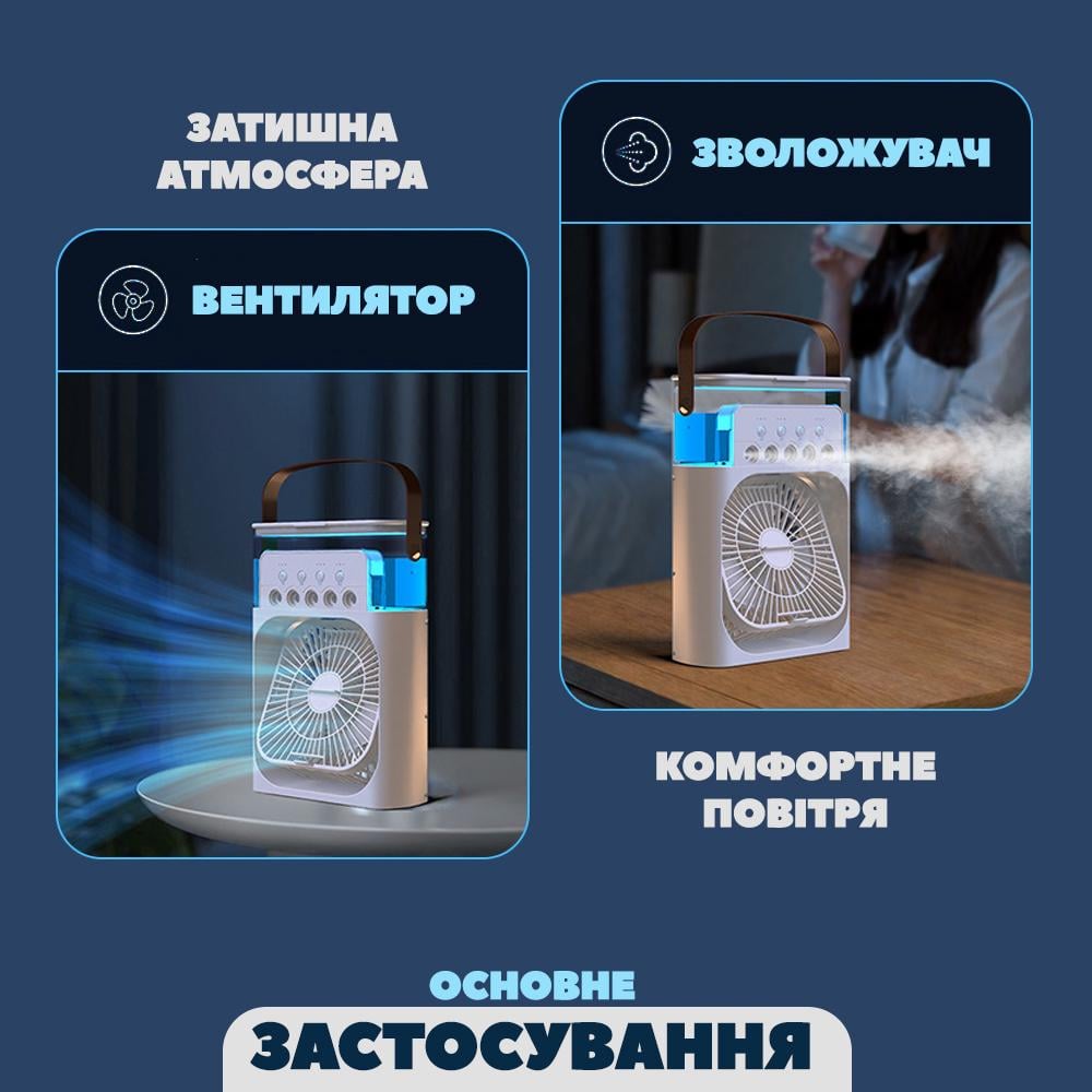 Вентилятор міні портативний настільний зі зволожувачем і таймером (MIKOND-WHT-1330) - фото 2 Вентилятор міні портативний настільний зі зволожувачем і таймером (MIKOND-WHT-1330) - фото 2