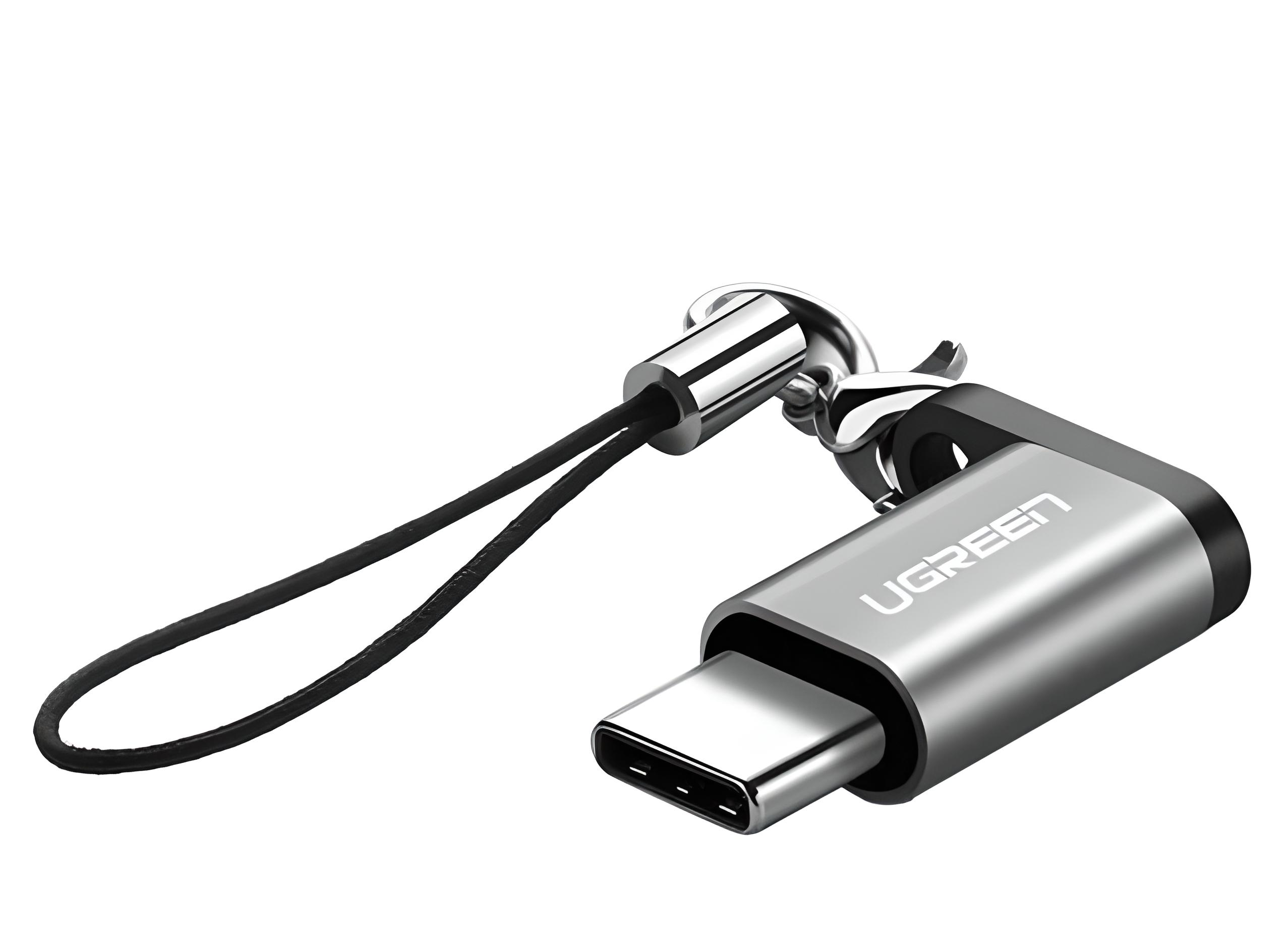 Перехідник-адаптер Ugreen USB Type-C to Micro USB з карабіном Metal grey (US189)