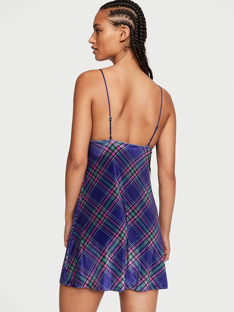 Ночная рубашка Victoria's Secret Velvet Slip Dress велюровая XL Синий (2122436932) - фото 2