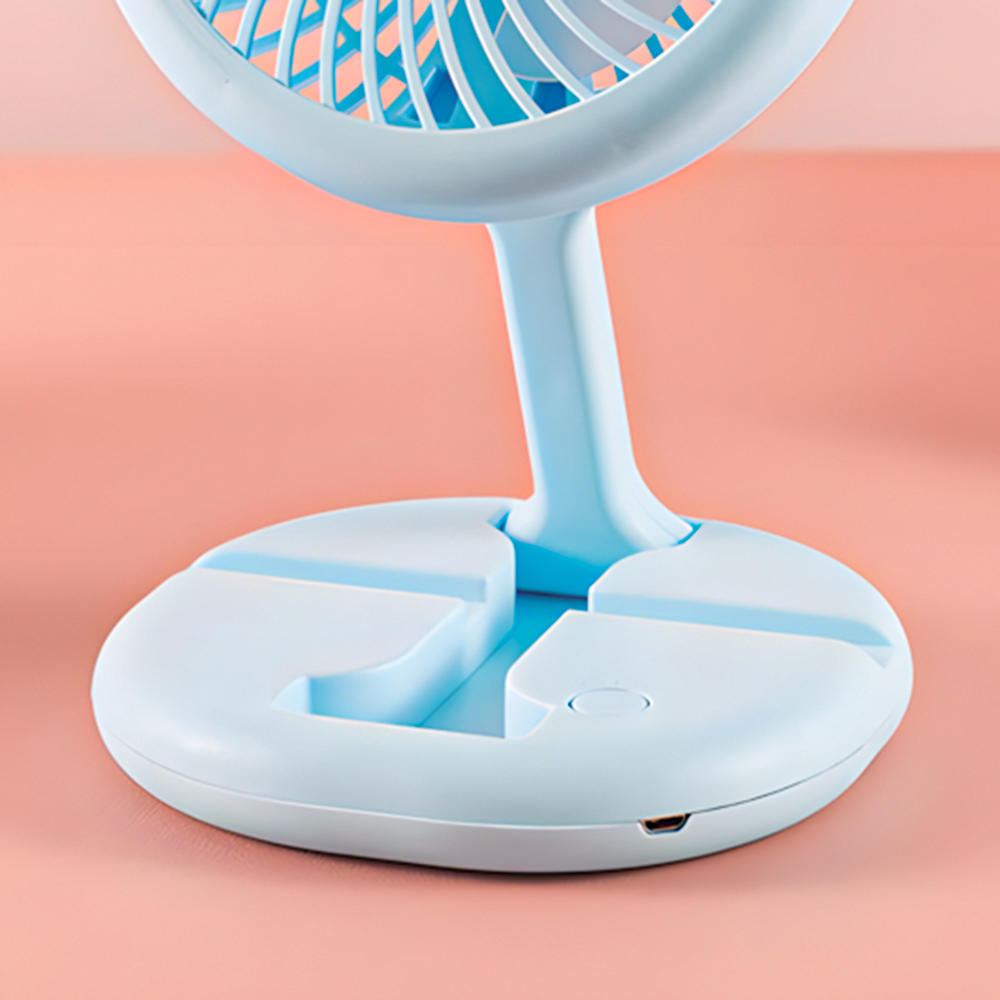 Вентилятор портативный настольный на аккумуляторе 400 мАч USB 2 режима держатель для телефона Голубой (27432468) - фото 9 Вентилятор портативный настольный на аккумуляторе 400 мАч USB 2 режима держатель для телефона Голубой (27432468) - фото 9